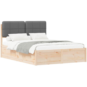 vidaXL - Bedframe - met - Gevoerde - Hoofdbord - Donkergrijs - 160 - x - 200 - cm