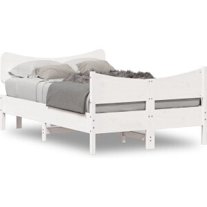 vidaXL - Bedframe - zonder - matras - massief - grenenhout - wit - 120x200 - cm