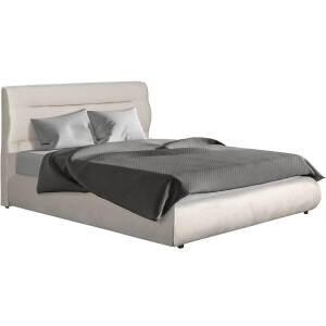 Tweepersoonsbed met opbergruimte in fluweel "Chamonix" - 140 x 190 cm - Beige