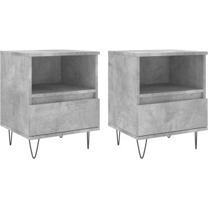 vidaXL Nachtkastjes 2 st betongrijs 40x35x50 cm Nachtkastjes - Kastjes - Betongrijs - Houten Nachttafel - Slaapkamermeubilair