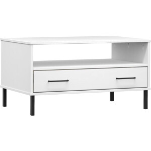 vidaXL - Salontafel - met - metalen - poten - OSLO - 85x50x45 - cm - masssief - hout - wit