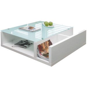 Salontafel Gemma Wit - MDF - Vierkant - 100x100cm - Hoogte 30 cm