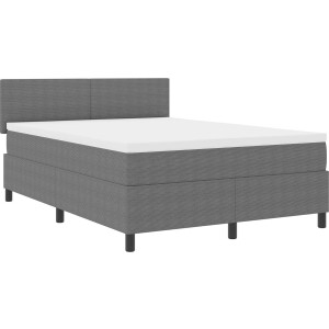 vidaXL - LED - Box - Spring - Bed - Lichtgrijs - en - wit - 140 - x - 190 - cm - Corduroy - stof