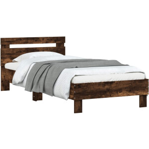vidaXL - Bedframe - Gerookt - eiken - Bewerkt - hout