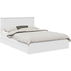 vidaXL - Opbergbed - met - hoofdeinde - met - lade - Wit - 160 - x - 200 - cm - Bewerkt - hout