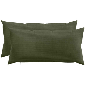 vidaXL - Kussensloop - 2 - pcs - HEERLEN - Groen - 40 - x - 70 - cm - corduroy