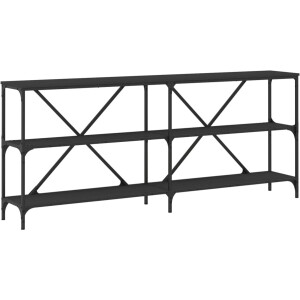 vidaXL - Wandtafel - 180x30x75 - cm - bewerkt - hout - en - ijzer - zwart