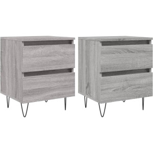 vidaXL - Nachtkastjes - 2 - st - 40x35x50 - cm - bewerkt - hout - grijs - sonoma - eiken