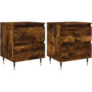 vidaXL - Nachtkastjes - 2 - st - 40x35x50 - cm - bewerkt - hout - gerookt - eikenkleurig