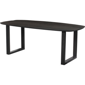 Tafel 'Isabella' 200 cm U-Poot Ovaal Mango Hout Zwart