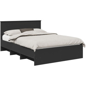 vidaXL - Bedframe - met - hoofdeinde - Zwart - 140 - x - 200 - cm - Bewerkt - hout
