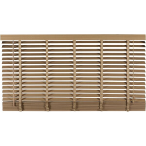 Houten Jaloezie Naturel - 160x130 cm (BxH) - Raamdecoratie - Lamelbreedte 50 mm - inc. Bedieningskoord en Draaistang - Eenvoudig op maat maken en monteren
