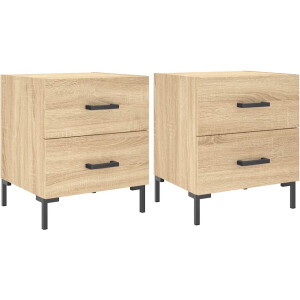 vidaXL - Nachtkastjes - 2 - st - 40x35x47,5 - cm - bewerkt - hout - sonoma - eikenkleur