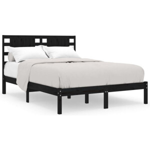 vidaXL - Bedframe - massief - grenenhout - zwart - 200x200 - cm