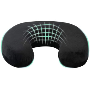 vidaXL - Reis - Nekkussen - Éénkleurig - Zwart - 27 - x - 27 - x - 8 - cm - Traagschuim