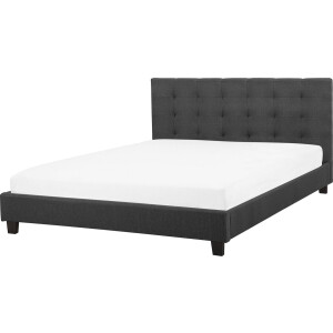 BELIANI ROCHELLE - Tweepersoonsbed - Donkergrijs - 140 x 200 cm - Polyester