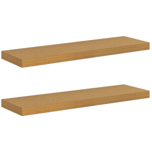 vidaXL - Wandplank - met - opslag - 2 - pcs - Beige - 90 - x - 23,5 - x - 4 - cm - Bewerkt - hout