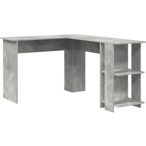 vidaXL - Hoekbureau - Beton - Grijs - 140 - x - 113,5 - x - 75 - cm - Bewerkt - hout