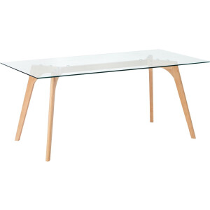 BELIANI HUDSON - Eettafel - Lichte houtkleur - 90 x 180 cm - Veiligheidsglas