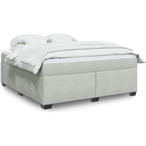 vidaXL - Boxspring - met - matras - fluweel - lichtgrijs - 180x200 - cm