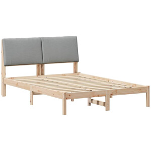 vidaXL - Bedframe - Bruin - en - lichtgrijs - 150 - x - 200 - cm - Massief - grenenhout