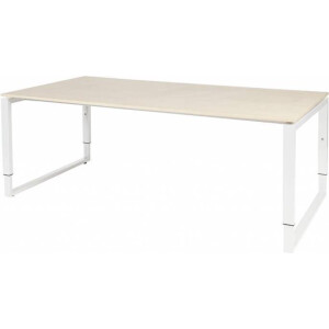 Vergadertafel - Verstelbaar - 200x100 Eiken - wit frame
