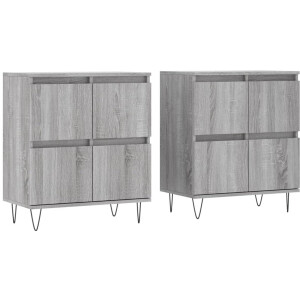 vidaXL Dressoirs - Grijs Sonoma Eiken - Set van 2 Dressoir - Klassiek Meubel - Grijze Dressoir - Houten Dressoir - Salontafel