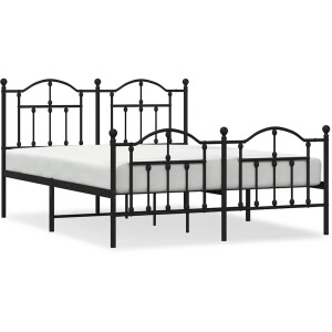 vidaXL - Bedframe - met - hoofd- - en - voeteneinde - metaal - zwart - 150x200 - cm