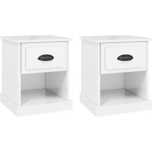 vidaXL - Nachtkastjes - 2 - st - 39x39x47,5 - cm - bewerkt - hout - hoogglans - wit