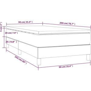 vidaXL - Boxspring - met - matras - stof - donkergrijs - 90x200 - cm