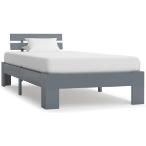 vidaXL - Bedframe - massief - grenenhout - grijs - 90x200 - cm