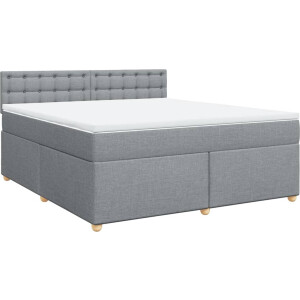 vidaXL - Boxspring - met - matras - stof - lichtgrijs - 180x200 - cm
