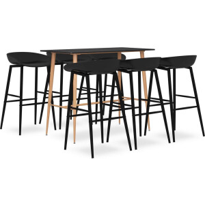 vidaXL Barkrukken - Bartafel - 7-delige Barset zwart - Barset - Loungehoek - Eetkamer