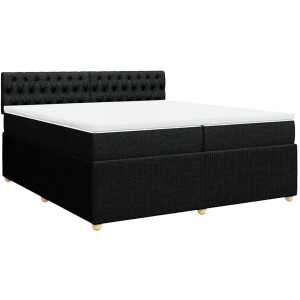 vidaXL - Boxspring - met - matras - stof - zwart - 200x200 - cm