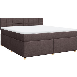 vidaXL - Boxspring - met - matras - stof - donkerbruin - 180x200 - cm