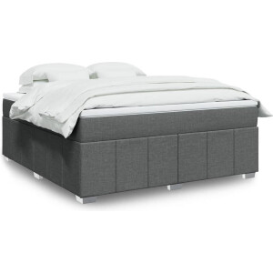 vidaXL - Boxspring - met - matras - stof - donkergrijs - 180x200 - cm