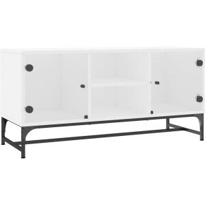 vidaXL - Tv-meubel - met - glazen - deuren - 102x37x50 - cm - wit