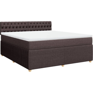 vidaXL - Boxspring - met - matras - stof - donkerbruin - 180x200 - cm