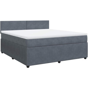 vidaXL - Boxspring - met - matras - fluweel - donkergrijs - 180x200 - cm
