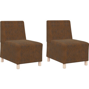 vidaXL - Modulaire - Sofa - Eenheid - Armless - 2 - pcs - Bruin - 55 - x - 74 - x - 82 - cm