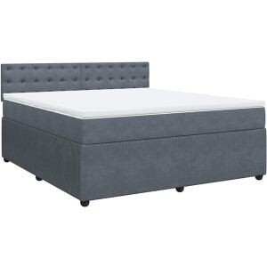vidaXL - Boxspring - met - matras - fluweel - donkergrijs - 180x200 - cm