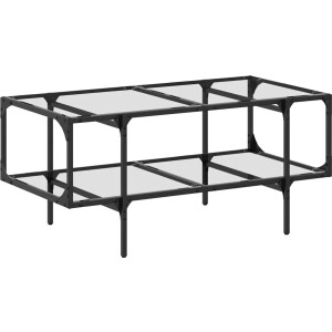 vidaXL - Salontafel - met - transparant - glazen - blad - 98,5x50x45 - cm - staal