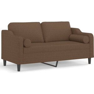 vidaXL - Tweezitsbank - met - sierkussens - 140 - cm - stof - bruin