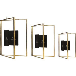 QUVIO Fotolijstjes - Rechthoek - Set van 3 - Fotolijsten - Fotokader - Fotoalbum - Tafeldecoratie - Staand - Goud - Staal - Glas - 15 x 20,5 cm + 13 x 18 cm + 10,5 x 15,5 cm