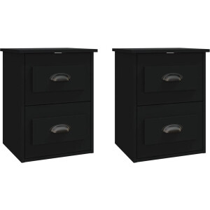 vidaXL - Nachtkastjes - 2 - st - wandgemonteerd - 41,5x36x53 - cm - zwart