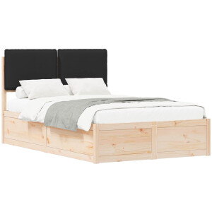 vidaXL - Bedframe - met - Gevoerde - Hoofdbord - Zwart - 120 - x - 190 - cm