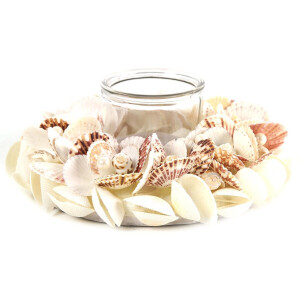 Countryfield Theelichthouder Perla 10 cm met schelpen