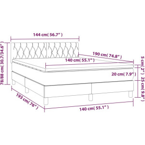 vidaXL - Boxspring - met - matras - stof - donkergrijs - 140x190 - cm