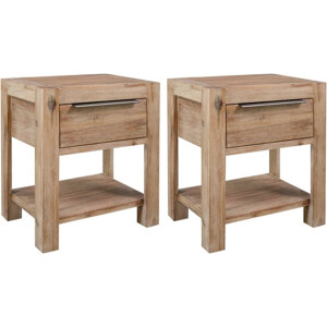 vidaXL - Nachtkastjes - met - lades - 2 - st - 40x30x48 - cm - massief - acaciahout