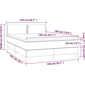 vidaXL - Boxspring - met - matras - stof - lichtgrijs - 140x190 - cm